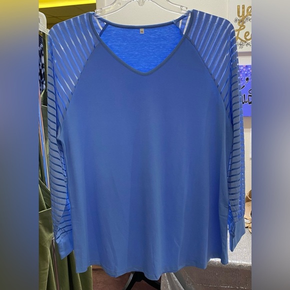 Aisew long sleeve striped sheer top, various sizes, NWOT - Picture 1 of 5